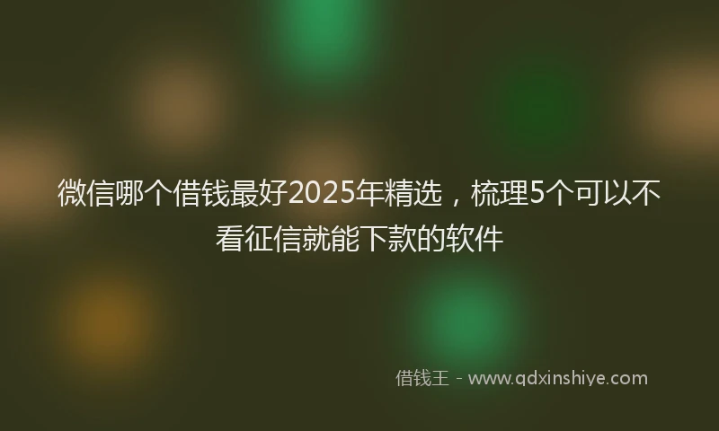 微信哪个借钱最好2025年精选，梳理5个可以不看征信就能下款的软件