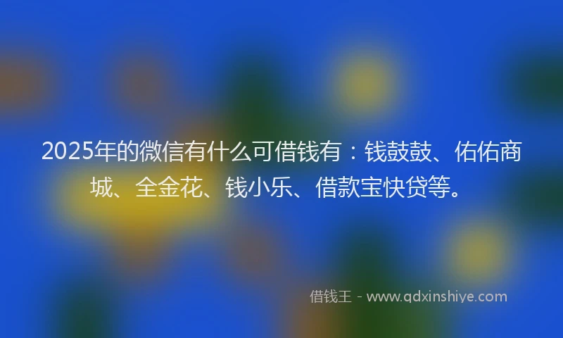 2025年的微信有什么可借钱有：钱鼓鼓、佑佑商城、全金花、钱小乐、借款宝快贷等。