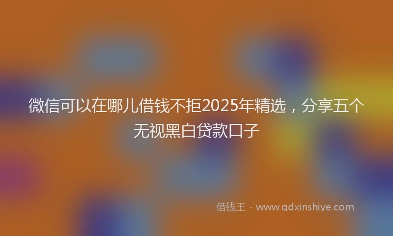微信可以在哪儿借钱不拒2025年精选，分享五个无视黑白贷款口子