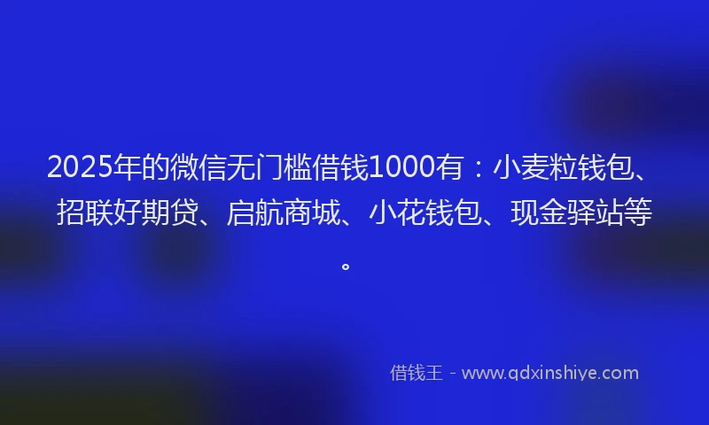2025年的微信无门槛借钱1000有：小麦粒钱包、招联好期贷、启航商城、小花钱包、现金驿站等。