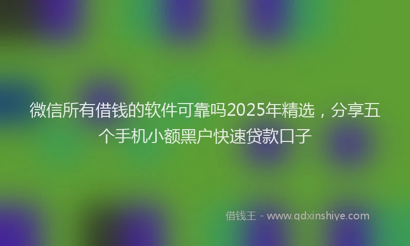 微信所有借钱的软件可靠吗2025年精选，分享五个手机小额黑户快速贷款口子