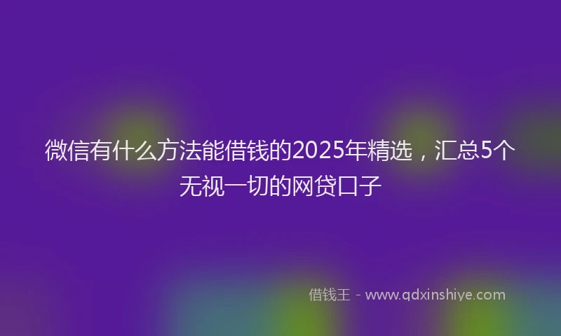微信有什么方法能借钱的2025年精选，汇总5个无视一切的网贷口子