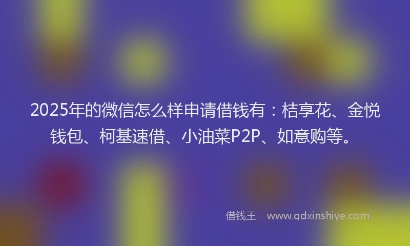 2025年的微信怎么样申请借钱有：桔享花、金悦钱包、柯基速借、小油菜P2P、如意购等。