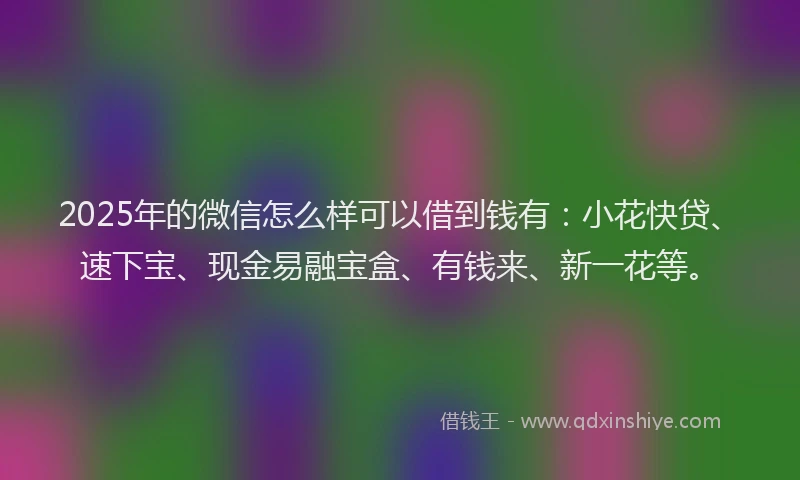 2025年的微信怎么样可以借到钱有：小花快贷、速下宝、现金易融宝盒、有钱来、新一花等。