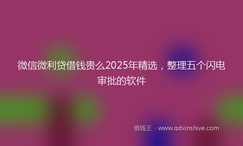 微信微利贷借钱贵么2025年精选，整理五个闪电审批的软件