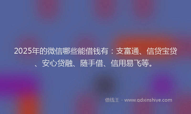 2025年的微信哪些能借钱有：支富通、信贷宝贷、安心贷融、随手借、信用易飞等。