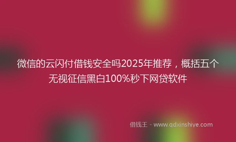 微信的云闪付借钱安全吗2025年推荐，概括五个无视征信黑白100%秒下网贷软件