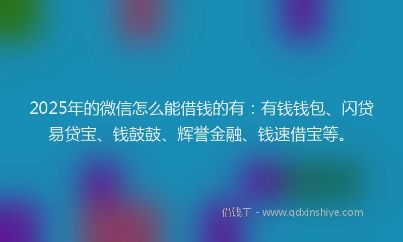 2025年的微信怎么能借钱的有：有钱钱包、闪贷易贷宝、钱鼓鼓、辉誉金融、钱速借宝等。