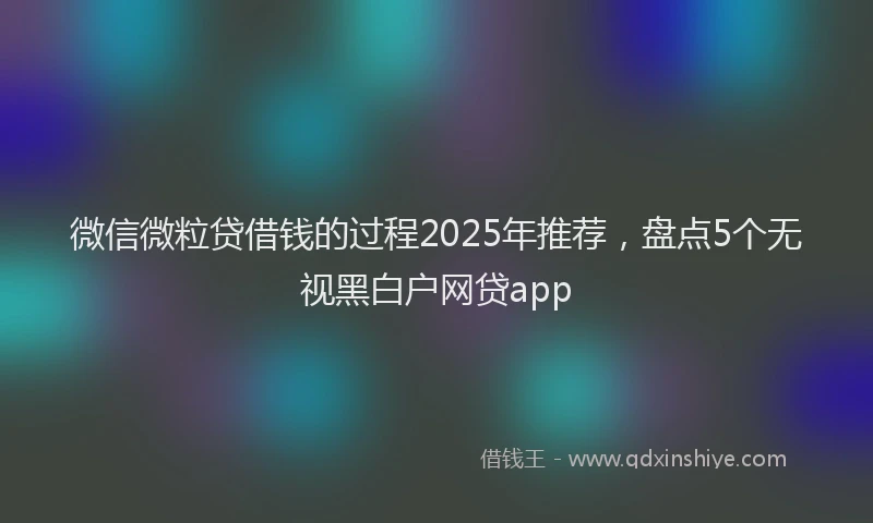 微信微粒贷借钱的过程2025年推荐，盘点5个无视黑白户网贷app