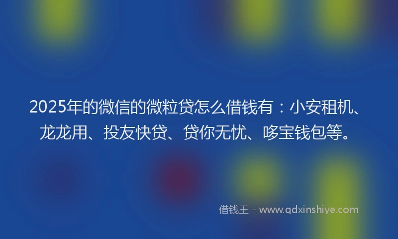 2025年的微信的微粒贷怎么借钱有：小安租机、龙龙用、投友快贷、贷你无忧、哆宝钱包等。