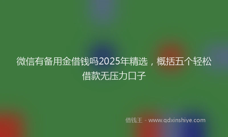 微信有备用金借钱吗2025年精选，概括五个轻松借款无压力口子