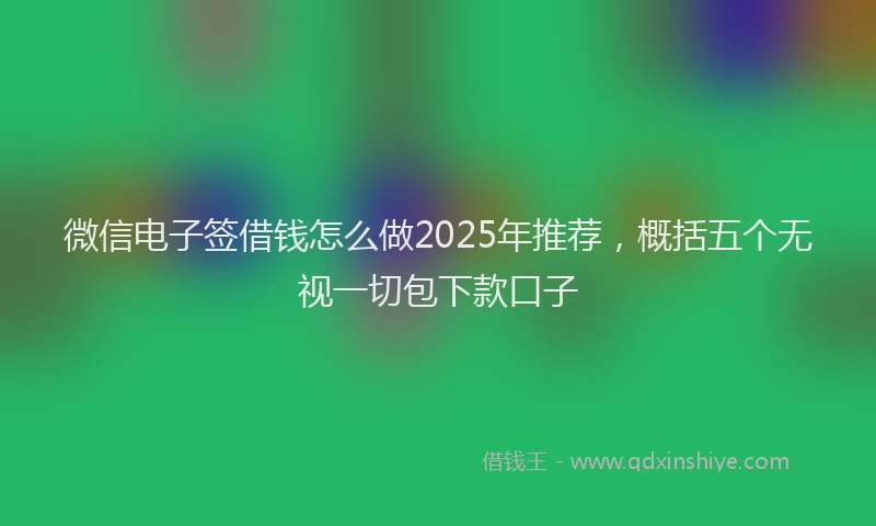 微信电子签借钱怎么做2025年推荐，概括五个无视一切包下款口子