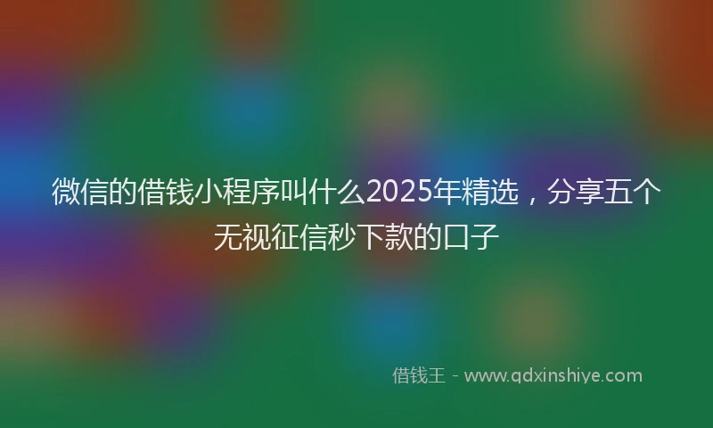 微信的借钱小程序叫什么2025年精选，分享五个无视征信秒下款的口子
