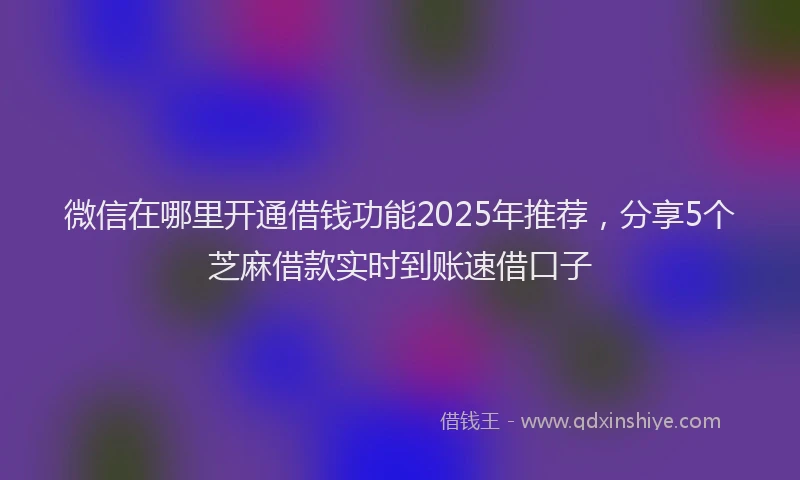 微信在哪里开通借钱功能2025年推荐，分享5个芝麻借款实时到账速借口子