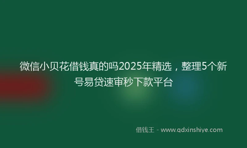 微信小贝花借钱真的吗2025年精选，整理5个新号易贷速审秒下款平台