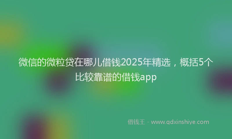 微信的微粒贷在哪儿借钱2025年精选，概括5个比较靠谱的借钱app
