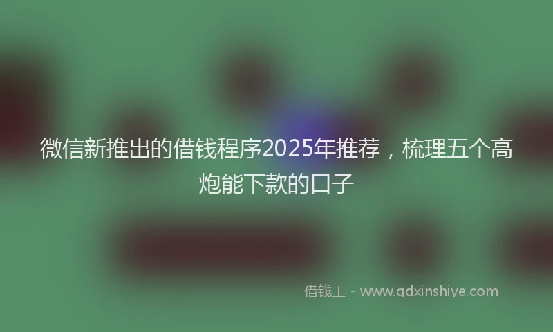 微信新推出的借钱程序2025年推荐，梳理五个高炮能下款的口子