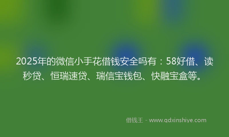 2025年的微信小手花借钱安全吗有：58好借、读秒贷、恒瑞速贷、瑞信宝钱包、快融宝盒等。