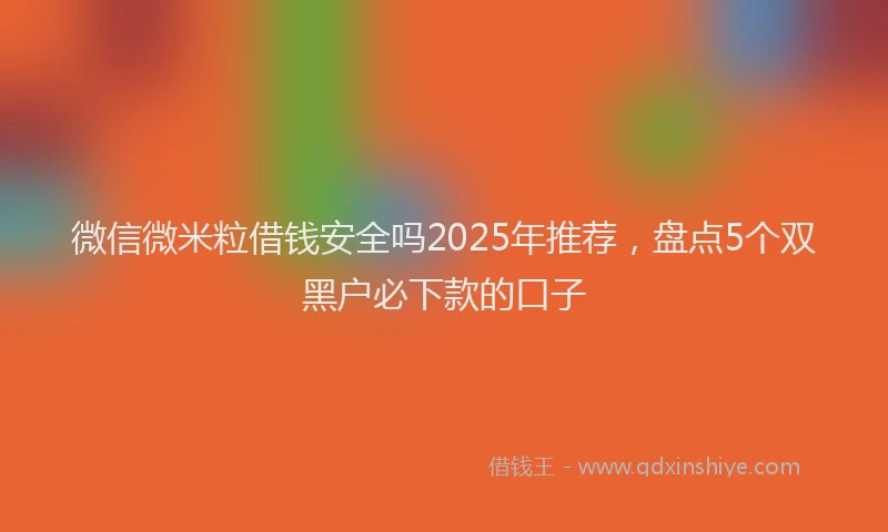 微信微米粒借钱安全吗2025年推荐，盘点5个双黑户必下款的口子