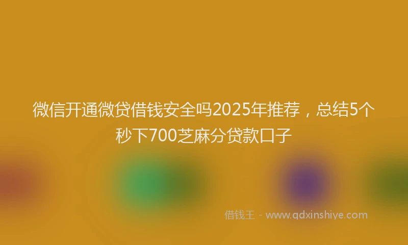 微信开通微贷借钱安全吗2025年推荐，总结5个秒下700芝麻分贷款口子
