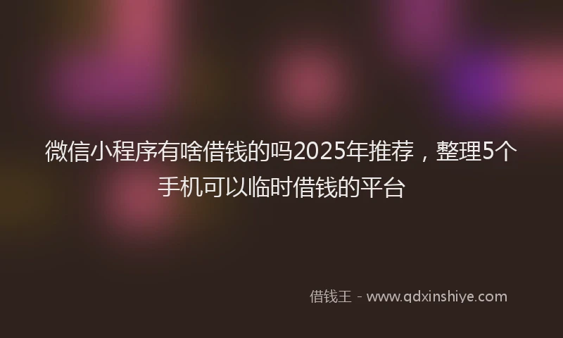 微信小程序有啥借钱的吗2025年推荐，整理5个手机可以临时借钱的平台