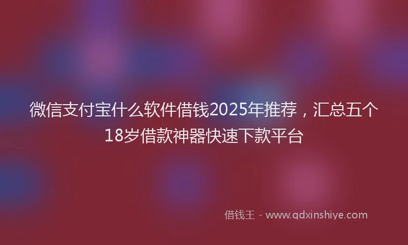 微信支付宝什么软件借钱2025年推荐，汇总五个18岁借款神器快速下款平台