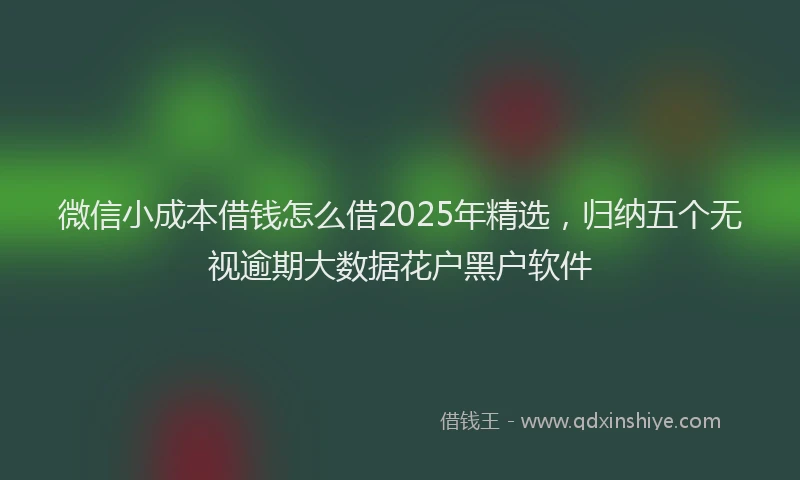 微信小成本借钱怎么借2025年精选，归纳五个无视逾期大数据花户黑户软件