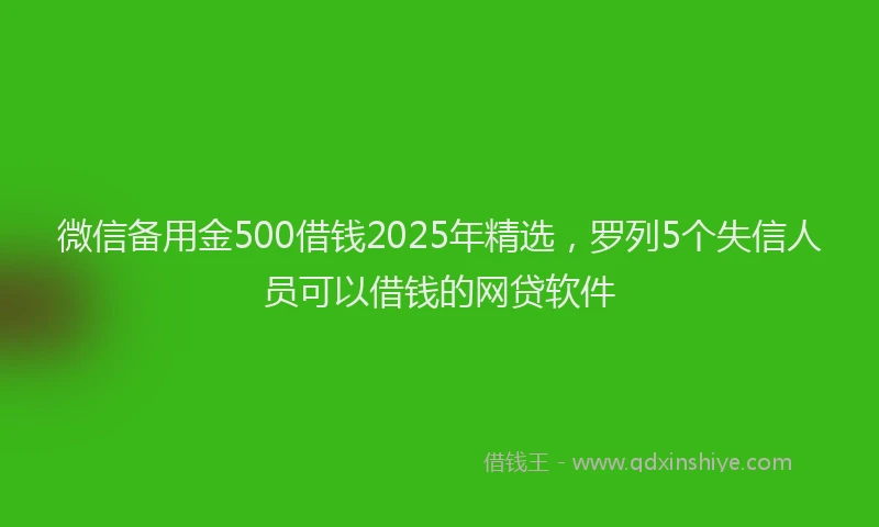 微信备用金500借钱2025年精选，罗列5个失信人员可以借钱的网贷软件