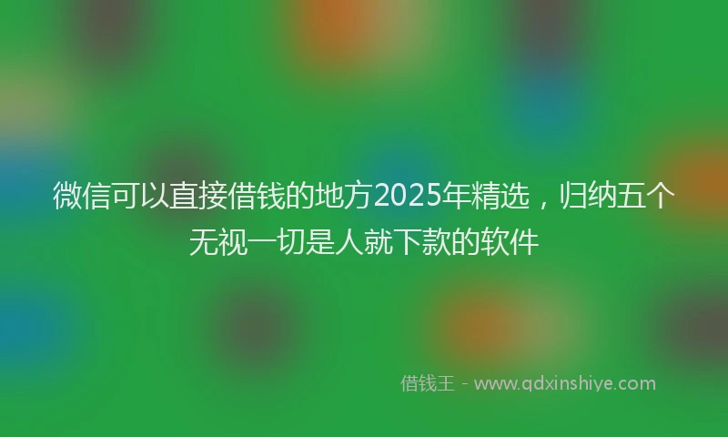 微信可以直接借钱的地方2025年精选，归纳五个无视一切是人就下款的软件