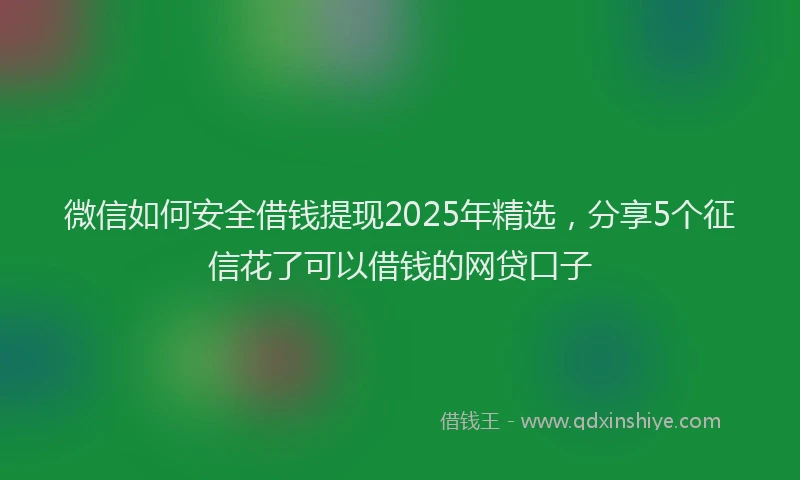 微信如何安全借钱提现2025年精选，分享5个征信花了可以借钱的网贷口子