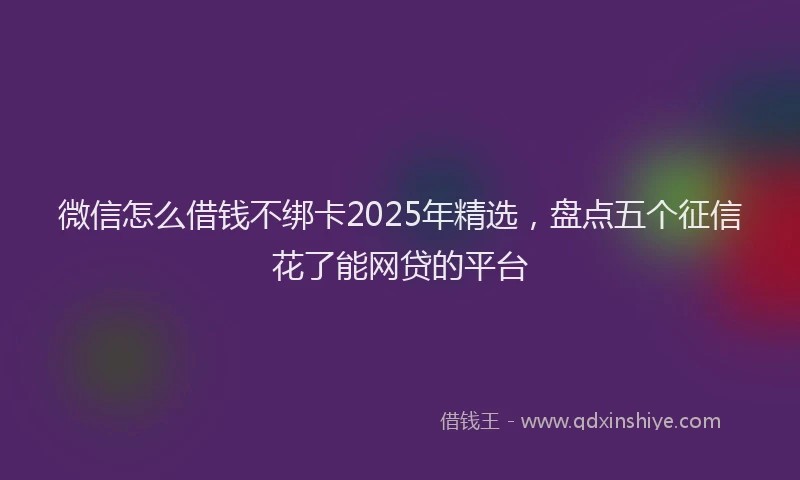 微信怎么借钱不绑卡2025年精选，盘点五个征信花了能网贷的平台