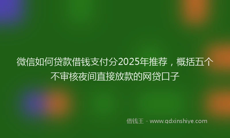 微信如何贷款借钱支付分2025年推荐，概括五个不审核夜间直接放款的网贷口子