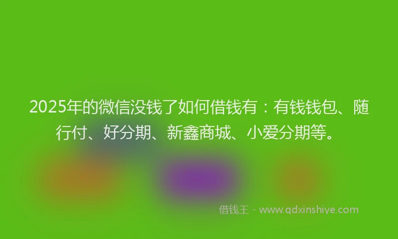 2025年的微信没钱了如何借钱有：有钱钱包、随行付、好分期、新鑫商城、小爱分期等。