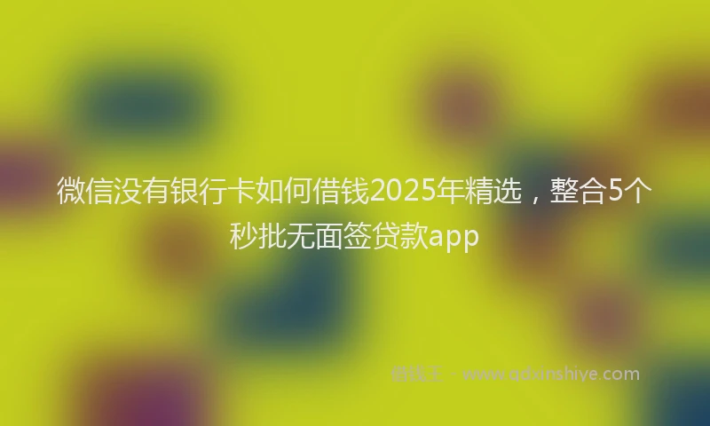 微信没有银行卡如何借钱2025年精选，整合5个秒批无面签贷款app