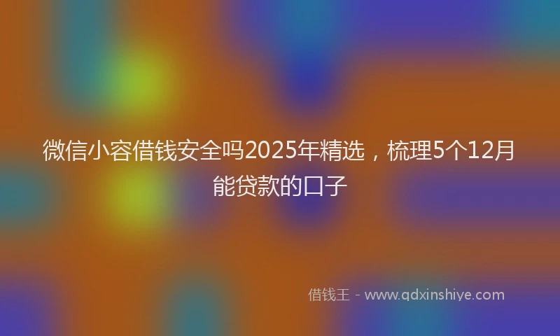 微信小容借钱安全吗2025年精选，梳理5个12月能贷款的口子