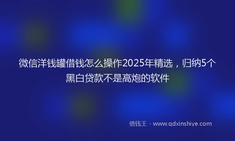 微信洋钱罐借钱怎么操作2025年精选，归纳5个黑白贷款不是高炮的软件