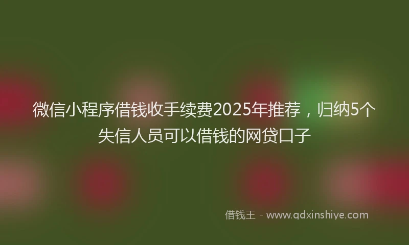 微信小程序借钱收手续费2025年推荐，归纳5个失信人员可以借钱的网贷口子