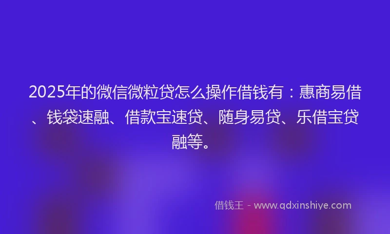 2025年的微信微粒贷怎么操作借钱有：惠商易借、钱袋速融、借款宝速贷、随身易贷、乐借宝贷融等。