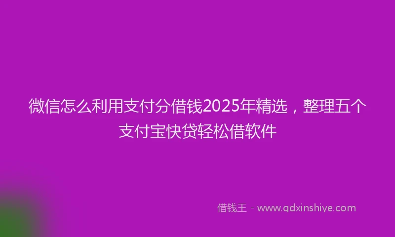 微信怎么利用支付分借钱2025年精选，整理五个支付宝快贷轻松借软件