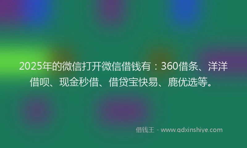 2025年的微信打开微信借钱有：360借条、洋洋借呗、现金秒借、借贷宝快易、鹿优选等。