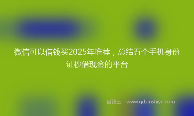 微信可以借钱买2025年推荐，总结五个手机身份证秒借现金的平台