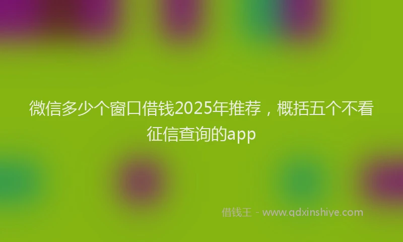 微信多少个窗口借钱2025年推荐，概括五个不看征信查询的app