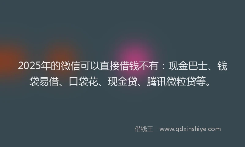 2025年的微信可以直接借钱不有：现金巴士、钱袋易借、口袋花、现金贷、腾讯微粒贷等。