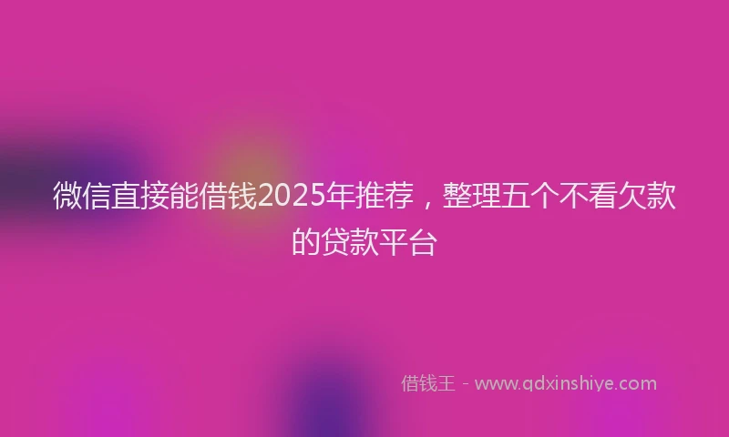 微信直接能借钱2025年推荐，整理五个不看欠款的贷款平台