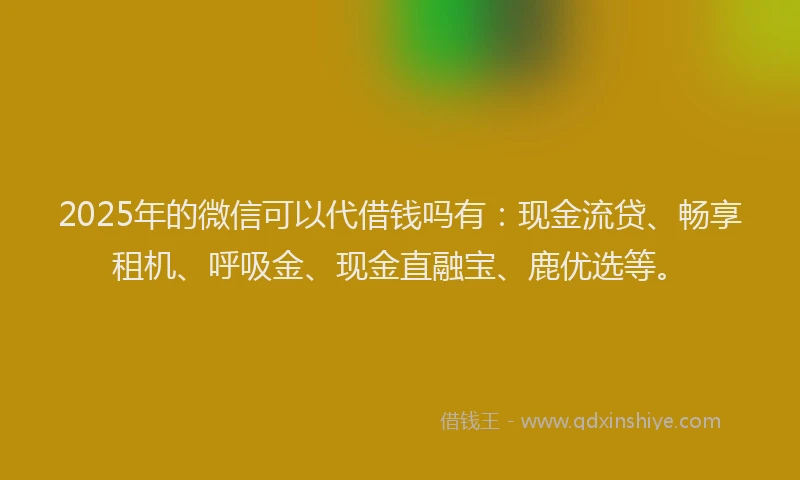 2025年的微信可以代借钱吗有：现金流贷、畅享租机、呼吸金、现金直融宝、鹿优选等。