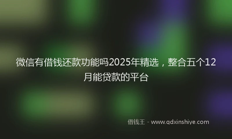微信有借钱还款功能吗2025年精选，整合五个12月能贷款的平台