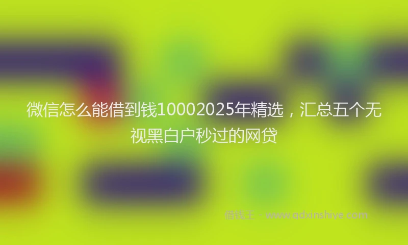 微信怎么能借到钱10002025年精选，汇总五个无视黑白户秒过的网贷