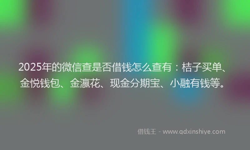 2025年的微信查是否借钱怎么查有：桔子买单、金悦钱包、金瀛花、现金分期宝、小融有钱等。