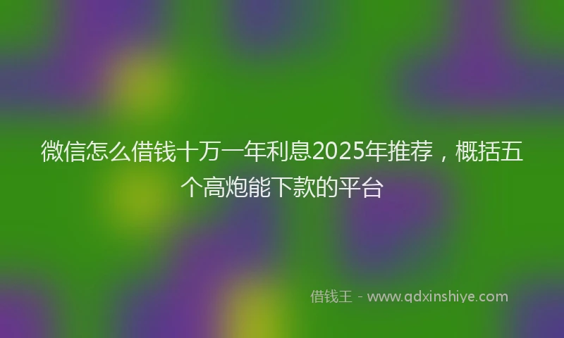 微信怎么借钱十万一年利息2025年推荐，概括五个高炮能下款的平台