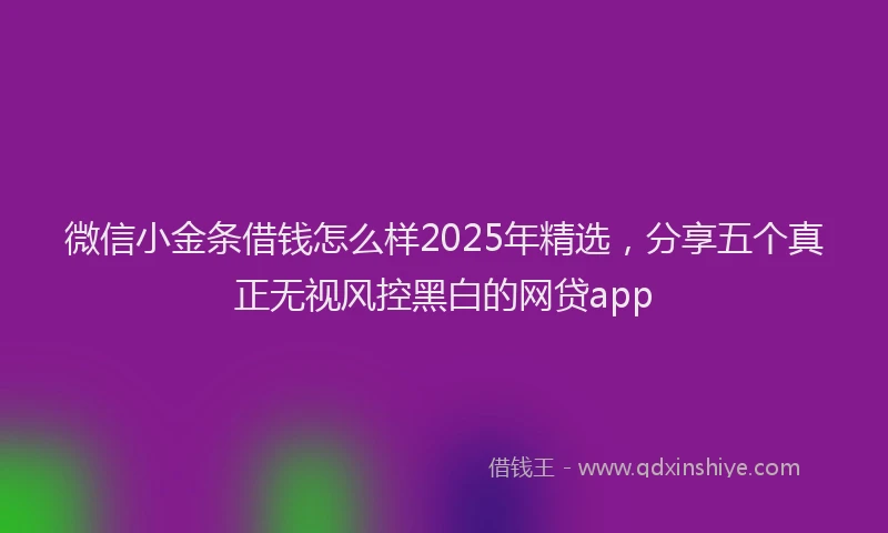 微信小金条借钱怎么样2025年精选，分享五个真正无视风控黑白的网贷app